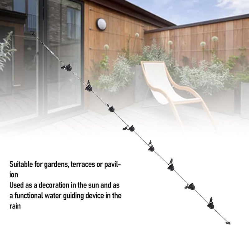 سلسلة مطر معدنية عتيقة من النحاس الأصفر على شكل طيور بطول 2.4 متر، مجمع مياه للمزاريب وزينة للحدائق - Image 3